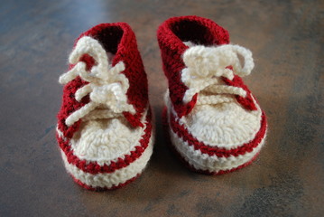Crochet babies training shoes. Handmade.