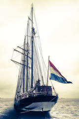 Fototapeta na wymiar Sailing ship at sea