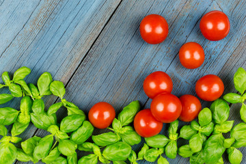 Tomate Basilikum blaues Brett