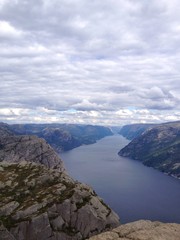 norwegian fjord from top of mountains