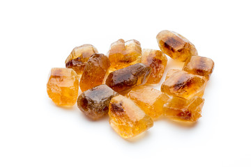 Large caramelized sugar on a white background.