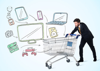 Businessman with shopping cart