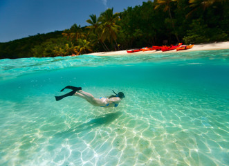 Woman swimming underwater