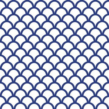 Blue Fish Scale Seamless Pattern