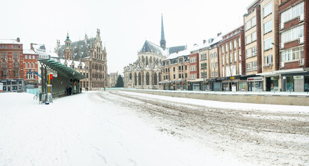Fototapeta premium Old town of Leuven, Belgium in winter