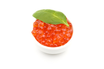 Bowl of red caviar