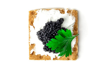 Snack with black caviar