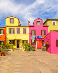 Fototapeta na wymiar Colorful apartment building in Burano, Venice, Italy.