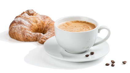 Delicious coffee with croissant