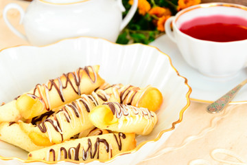 Sugar Puff Cookies on Plate.