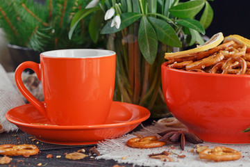 Cup of coffee with cookies