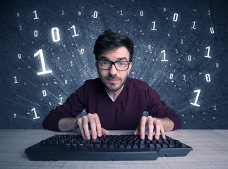 Online intruder geek guy hacking codes