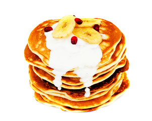 Pancake with Banana, Pomegranate and Sour Cream