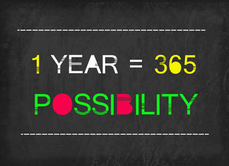 1 year = 365 possibility word on blackboard