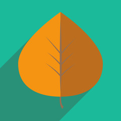 Flat with shadow icon and mobile application leaf 