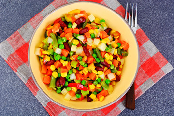 Mexican Mix of Vegetables. Tomatoes, Beans, Celery Root, Green B