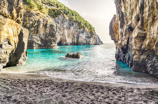 Arcomagno Beach on the Coast of the Cedars, Tyrrhenian Sea,Italy