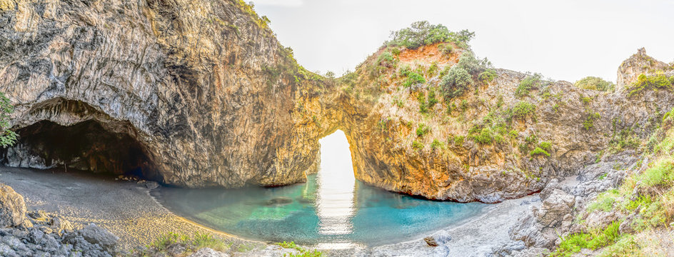 Arcomagno Beach on the Coast of the Cedars, Tyrrhenian Sea,Italy