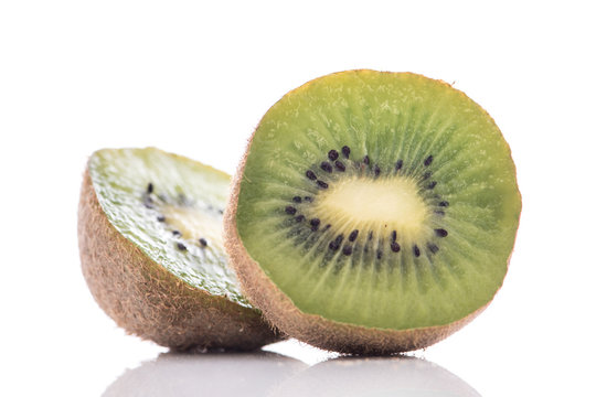 Fresh Cut Kiwi Fruit on White