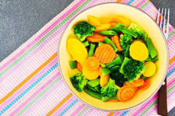 Steamed Vegetables Potatoes, Carrots, Corn, Green Beans, Onion