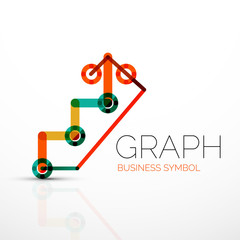 Abstract logo idea, linear chart or graph  business icon. Creative vector logotype design template