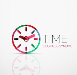 Vector abstract logo idea, time concept or clock business icon. Creative logotype design template