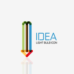 Logo, vector light bulb abstract linear geometric business icon. Idea concept