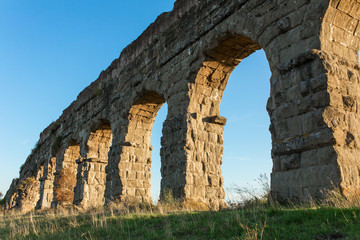 Fototapeta na wymiar Ruins of Ancient Roman Aqueducts, Rome, Italy