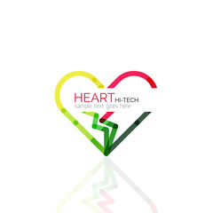 Logo love heart, abstract linear geometric business icon