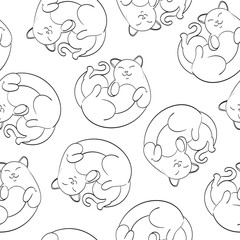 Seamless cute vector cats pattern