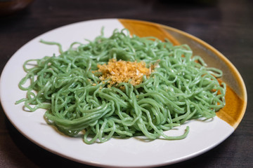 green Chinese vermicelli on plate