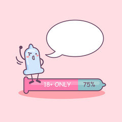 cartoon condom with speech bubble