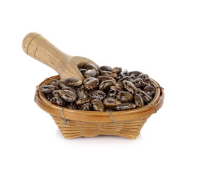Castor oil seeds - ricinus communis on white background