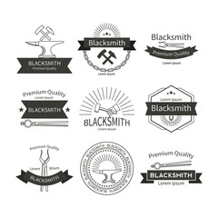 Fototapeta premium Blacksmith vector labels set