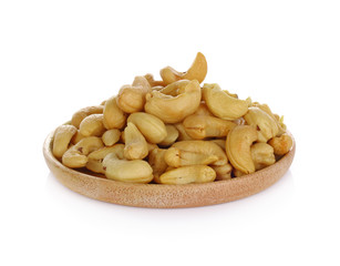cashew nuts heap on white background