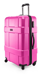 pink suitcase plastic half-turned
