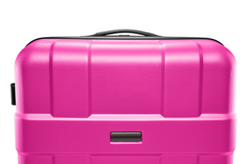 pink suitcase plastic. upper part of the handle