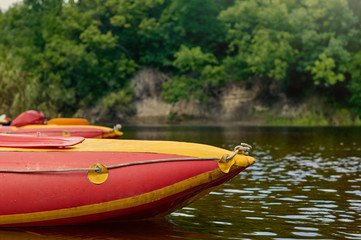 Kayaks on small river