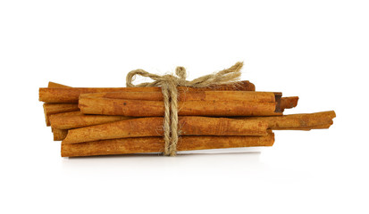 cinnamon on white background