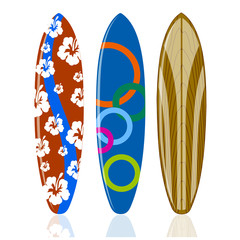 surfboards on a white background