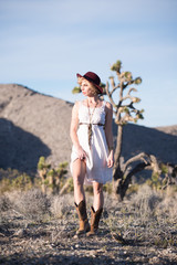 beautiful bohemian girl in desert