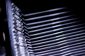 Typewriter Writing / Close-up of a vintage, retro typewriter.