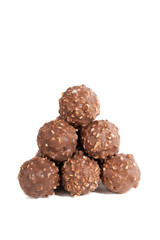Chocolate truffles isolated on white background
