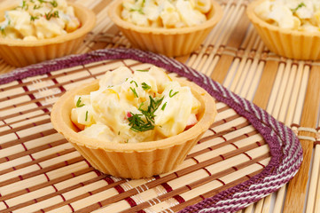 Tartlets with crab salad