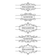Vintage frames and borders set isolated on white. Calligraphic design elements.