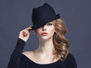 beautiful young woman in hat