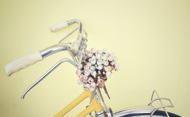Vintage bicycle handlebar with flowers