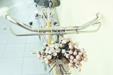 Vintage bicycle handlebar with flowers