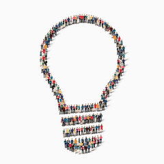 group  people form  lamp