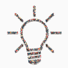 group  people form  lamp